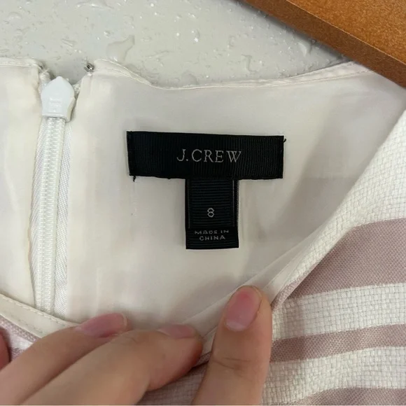 J. Crew Cream Pink Striped Cap Sleeve Mini Dress Formal Size 8 - Picture 2 of 9